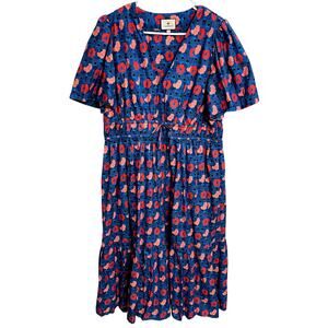 Tuckernuck Retro Floral Mitchell Midi Dress Size XL Boho Hippie Fairy Feminine